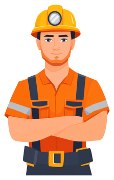 A confident miner in protective work wear. png