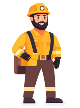 A cheerful worker in bright yellow safety gear. png