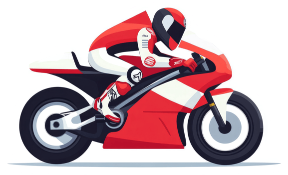 A professional motorcycle racer in action. png