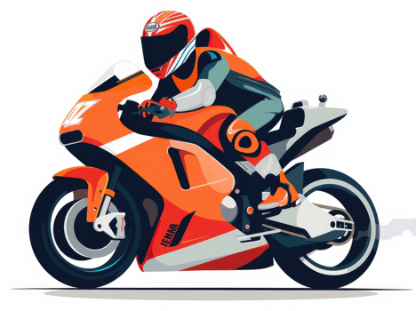 A motorcyclist in action, showcasing a vibrant orange and gray racing motorcycle. png