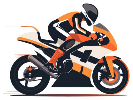 A vibrant illustration of a speed racer on a motorcycle. png
