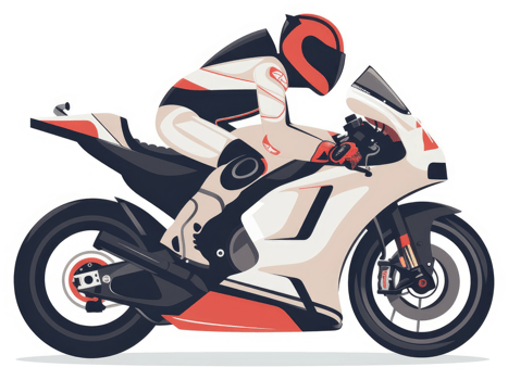 A motorcyclist in motion on a racing motorcycle. png