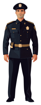 A full-body illustration of a uniformed police officer. png