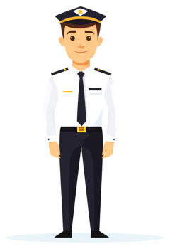 A cartoon illustration of a uniformed officer. png