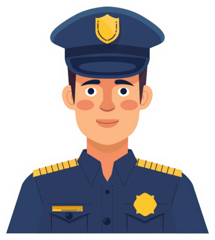 A friendly police officer in uniform. png