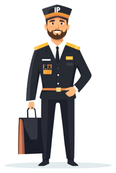 A man in a formal uniform carrying a briefcase. png