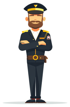 A confident security guard in formal uniform. png