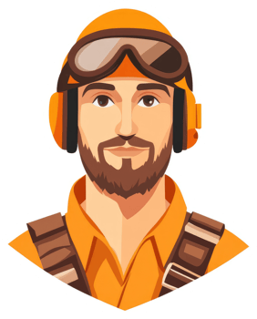 A cartoon illustration of a male character in an orange uniform. png