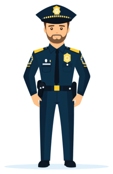 A police officer in uniform, ready to serve. png