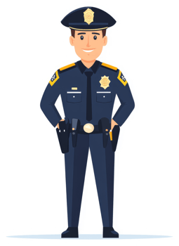 A smiling police officer in a formal uniform. png