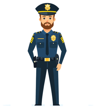 A cartoon illustration of a police officer in uniform. png