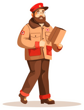 A friendly postal worker carrying a package. png