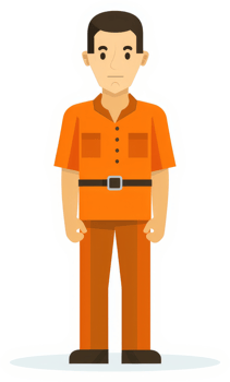 Cartoon illustration of a person wearing an orange uniform. png