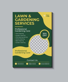 Lawn and gardening service flyer design vector