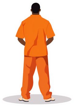 A person in an orange prison uniform, seen from behind. png