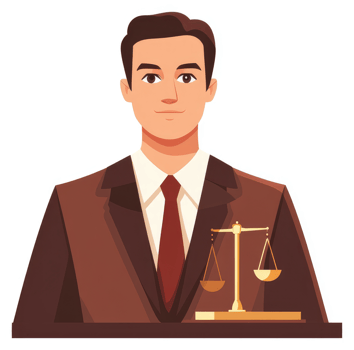 A professional man in a brown suit, symbolizing justice and legal proceedings. png