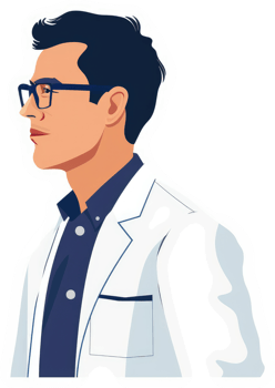 A side profile illustration of a male doctor in a white coat. png