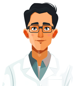 A friendly, professional illustration of a male doctor. png
