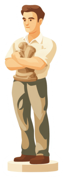 A man holding a chess piece, proud of his accomplishment. png