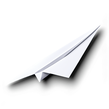 White Origami Paper Plane Facing Right with Subtle Shadow png
