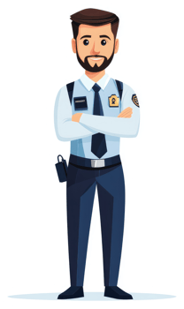 A confident security guard in a professional uniform. png
