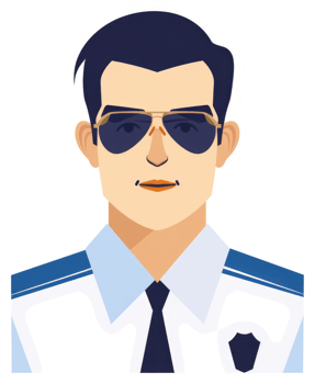 Illustration of a security guard wearing sunglasses and a uniform. png