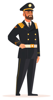 A man in formal military attire, standing at attention. png
