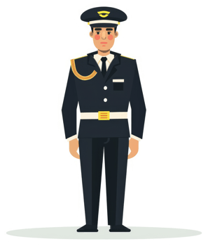 A man in a formal military uniform stands at attention. png