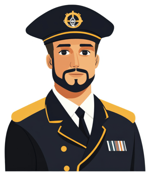 Illustration of a man in a navy uniform with a captain's hat. png