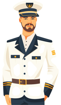A man in a crisp white naval officer's uniform. png