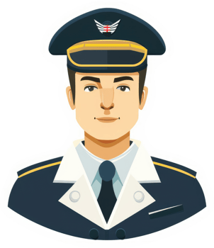 A military pilot in uniform, displaying authority and professionalism. png