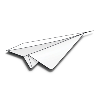 Minimalist White Paper Plane Flying with Gentle Shadow Below png