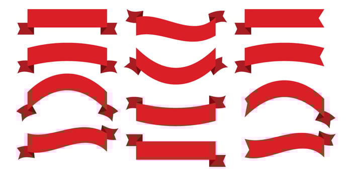 Ribbon banner set. Simple red ribbon vector