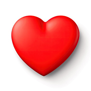 Bright Red Heart with 3D Shape and Soft Shadow for Love Icon png