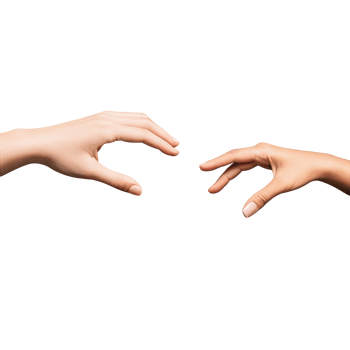 Two Hands Reaching Toward Each Other in a Symbol of Connection png