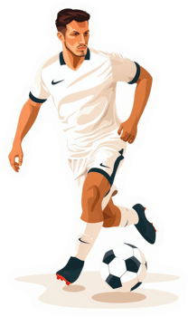 A soccer player in action, showcasing athleticism and skill. png