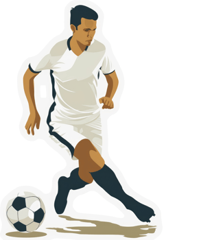 A soccer player in action with the ball at their feet. png