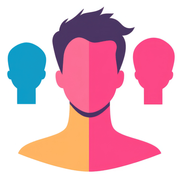 Colorful stylized representation of diverse male heads. png