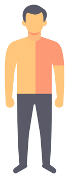 Illustration of a person with uneven skin tone, possibly sunburned. png