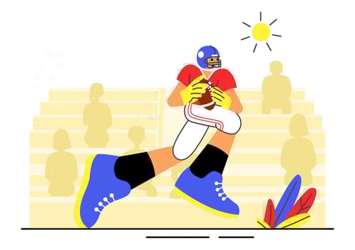 Illustration of American Football Sport with Players and Stadium in Flat Design vector