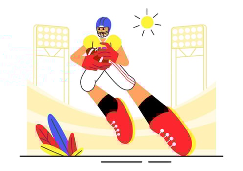 Illustration of a Flat Style American Football Tournament with Players and Ball vector