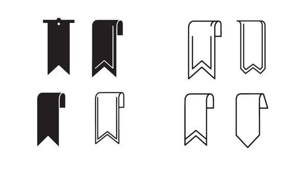 Reading bookmark logo symbol set in clean line art ideal for school stationery and branding vector