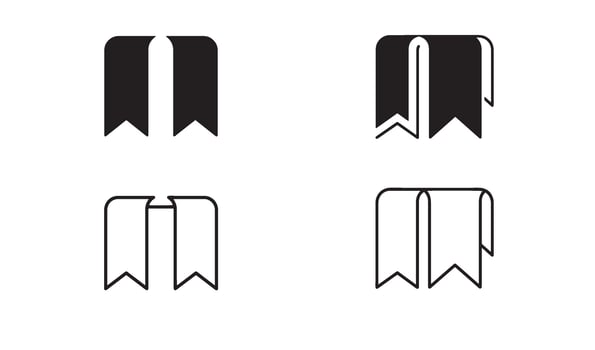 Creative bookmark logo bundle in line art illustration style for elegant book related branding vector