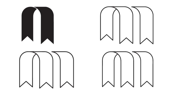 Minimal bookmark logo set with outline symbol for publishing company and branding pack vector