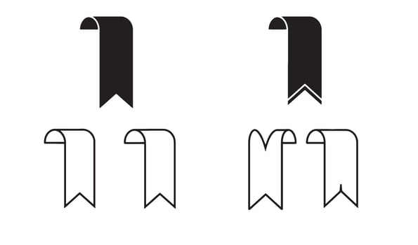 Modern bookmark logo symbol set in minimal illustration style for creative identity branding vector