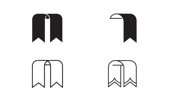 Handmade bookmark icon logo set silhouette style perfect for book club and education tools vector