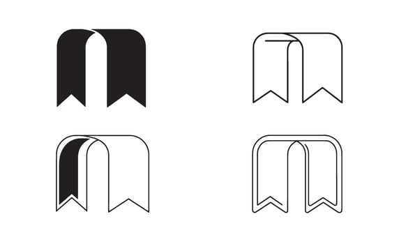 Silhouette bookmark symbol set for school reading education and library branding designs vector