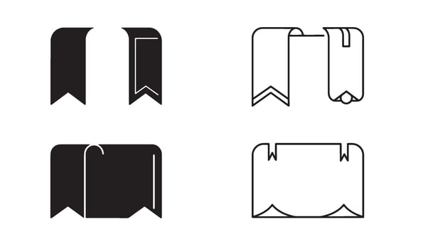 Book page bookmark symbol set in clean line art style perfect for personal branding or gift shop vector