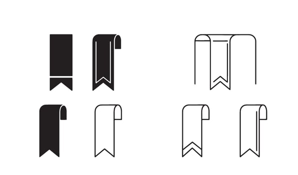 Elegant bookmark logo pack with fine silhouette illustration for reading accessories and design vector