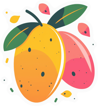 Vibrant illustration of two overlapping, stylized tropical fruits. png